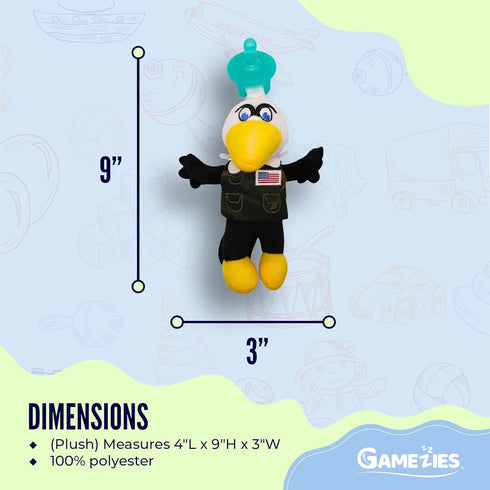 Sammy Gamezies Baby Boy and Girl Silicone Pacifier with Detachable Plush Toy Holder, The Eagle Veteran