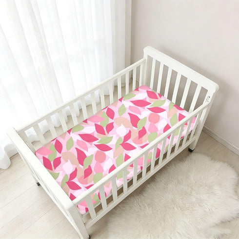miaozhen 1 Pack 52x28 Cotton Baby Crib Sheets Soft Comfy Henri Style Leaf Petal Colorful Toddler Mattress Sheet