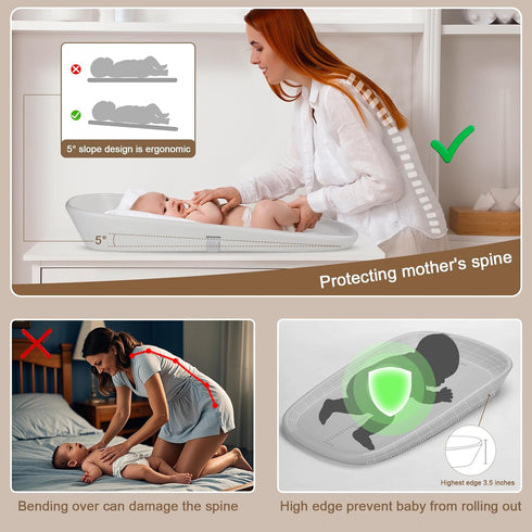 Foam,27x17 InchGrey Babylush Wipeable Changing Pad for Dresser,Easy to Clean and Non-slip Waterproof Changing Pad