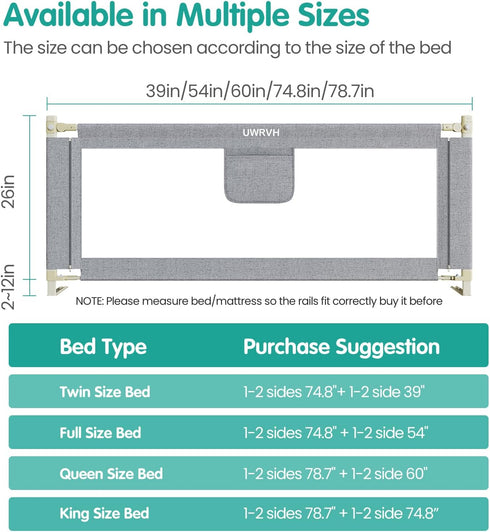 UWRVH 1 59Inch) Bed Rails for ToddlersToddler Bed RailsBed Rail for Baby - Adjustable Height Bed Guard with Child