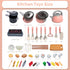61Pcs Kids Kitchen Toy Accessories Set - Toddler BBQ Cooking Playset with Pots, Pans, and Play Food (Pink)