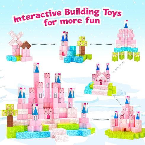 Magnetic Blocks Building Toys - Princess Castle Collection, Birthday Gifts for Kids 3-8, Montessori STEM Outdoor Toys