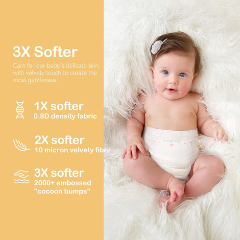 Pack 4(22~37lb), 56 Count Babycozy Baby Diapers Portable Size Bouncy Soft Diapers Disposable Hypoallergenic Diapers