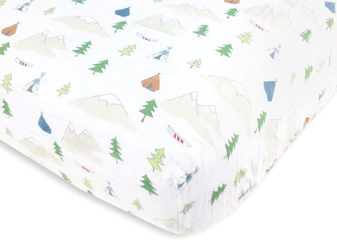 Amazing Baby Cotton Muslin Fitted Crib Sheet, Outdoor Adventure