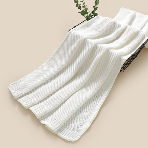 mimixiong Cotton Baby Blanket, Gender Neutral Swaddling Blanket for Nursery, 40 x 30 Inch in White