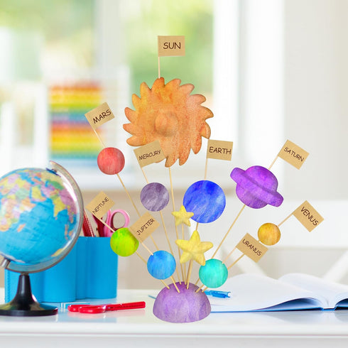 100 Pieces Solar System Model Foam Ball Kit, Includes Polystyrene Balls, Toothpick Flags, and Brushes