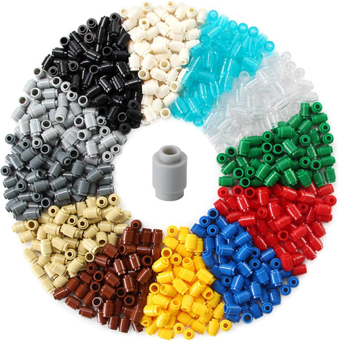 Feleph 600 Pieces 1x1 Round Bricks Bulk Multicolored Classic Basic Parts Building Creative Play Set Blocks