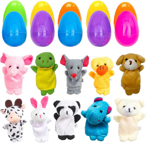 BAINFE 2.76'' 10 Pack Easter Eggs Basket Stuffers Finger Puppet for Theme Party Favor, Egg Hunt Filler, Goodie Bag