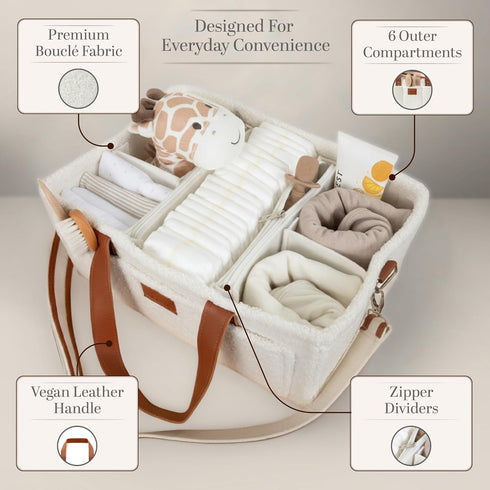 Momy & Me Diaper Caddy Organizer with Handle Portable Baby Organizer and Storage Caddy for Nursery, Car, and Home |