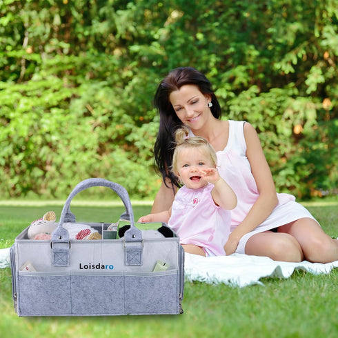 Loisdaro Baby Diaper Caddy Organizer for Changing Table, Baby Storage Basket for Diapers and Baby Wipes,Car Caddy