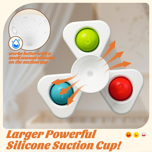 0-6-12-18 1 2 3 SpringFlower Baby Toys Months,Suction Cup Spinner Toys,Baby Bath Toys for Boy&Girl, Sensory Toys
