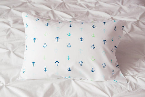 ELLA & MAX Toddler Pillowcase - Anchor Nautical, Soft & Cuddly, Fits 13x18 & 14x19 Toddler Pillows, Handmade in USA