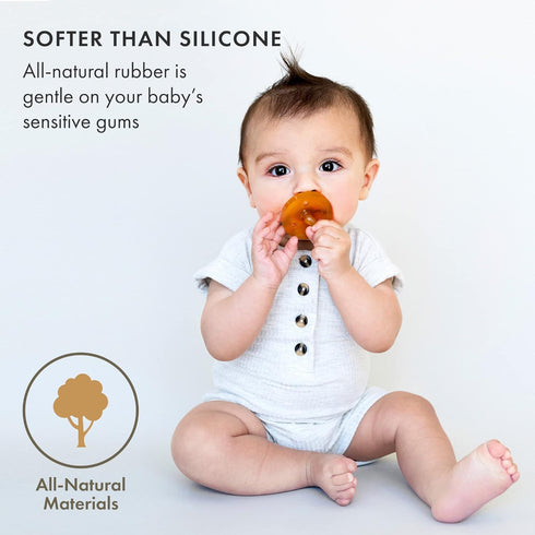 2-Pack 6-12 Natursutten Natural Rubber Pacifiers - Safe & Soft BPA-Free Pacifier for Breastfeeding Babies, Made