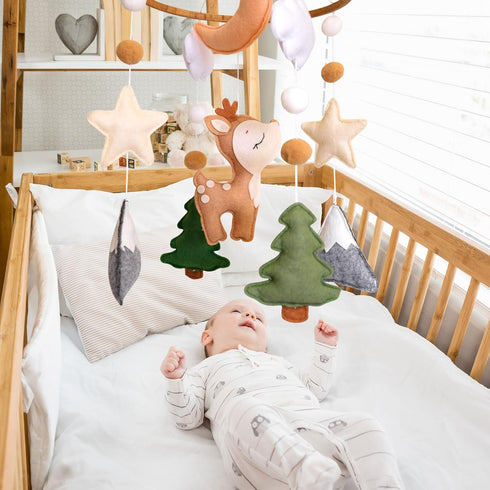 Woodland Baby Crib Mobile, Deer Baby Mobile for Crib Boys & Girls, Fawn Nursery Mobile, Forest Theme Baby Nursery