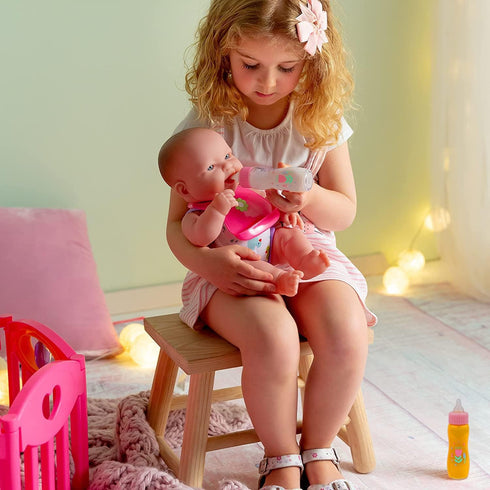 2+ JC Toys Deluxe Disappearing Magic Bottles | Fits All Dolls | Milk and Juice | Flower Theme | Ages , Pink