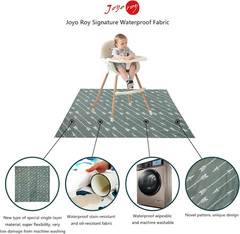 Joyo roy 135x140 cm Baby Floor Mat, Splat Mat High Chair Waterproof Play Mat for Toddlers, Dining Table High Chair Mat
