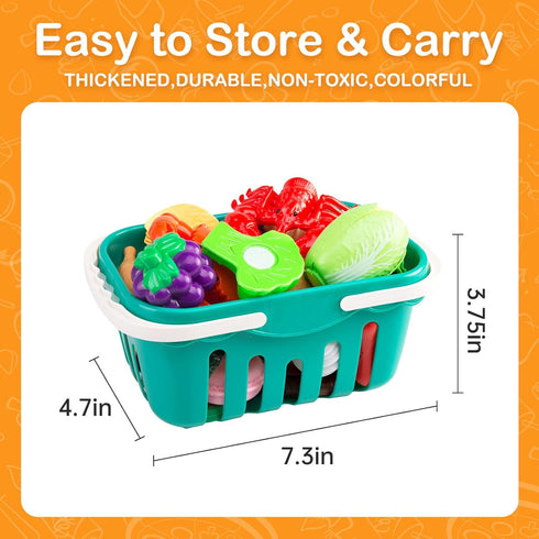 150Pcs Playset, 2Pack Kitchen Toddlers Pretend Cooking Cookware Accessories, Food, Picnic Blanket, Fruits, Veges