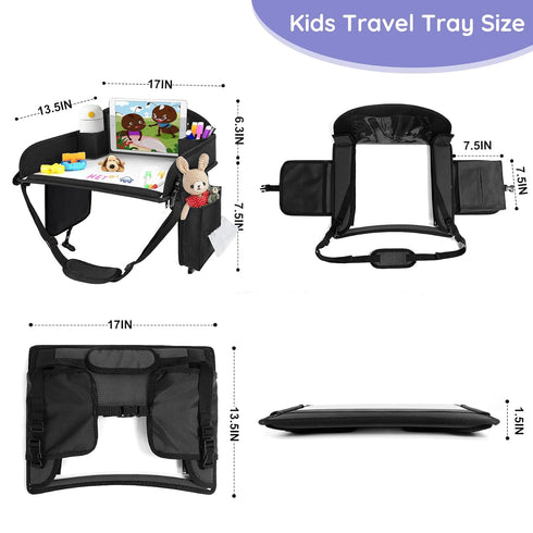 UTOLOVE Kids Travel Tray, Kids Travel Trays for Car Seat, Road Trip Essentials for Toddler, Carseat Lap Tray with Dry