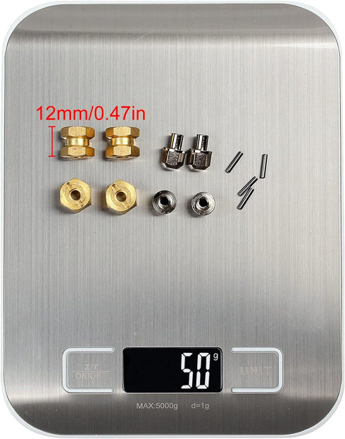 INJORA RC Hex Hub 12mm Brass Wheels, Hex Hub Extension Adapter for 1/10 RC Crawler Axial SCX10 D90
