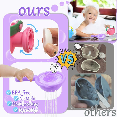 6Pcs 1-3 Babies12-18 1 2 3 4 5 6 Toddler Bath Toys for Kids Ages Bath Toys for Months Water Can Bathtub Toys for Kids