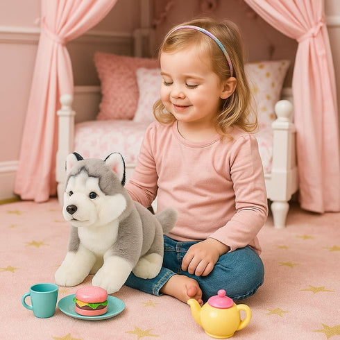16'' Husky Stuffed Animal, Soft Dog Plush Handmade, Cuddly and Realistic Stuffed Animals for Boys and Girls, Huggable