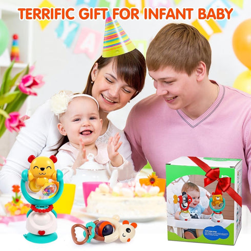 6-12 Set 3 6 7 9 12-18 2-in-1 Baby Toys Months Infant Toy of High Chair Suction Cup Rattle Teething Toys for Babies