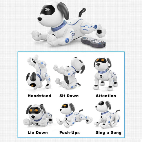 Programmable 6, 7, 8, 9, 10 Fisca Remote Control Dog, RC Robotic Stunt Puppy Voice Control Toys Handstand Push-up