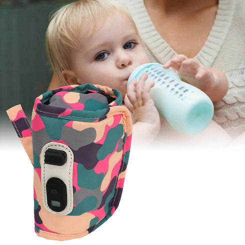 DAUZ 5.57 Cm Milk Warmer Bag, Efficient Baby Milk Heat Keeper USB Charging for Travel for Bottle (Pink)
