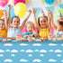 12 Pack Blue Sky and White Cloud Tablecloth, Cartoon Story Mix Color Plastic Disposable Rectangle Cover for Baby Shower