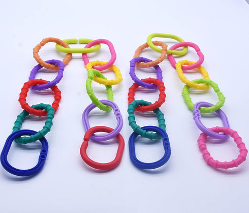 Baby Toys Links-to-Go - Car Seat and Hanging Stroller Ring Toy, Larger Connecting Ring Travel Accessory Set