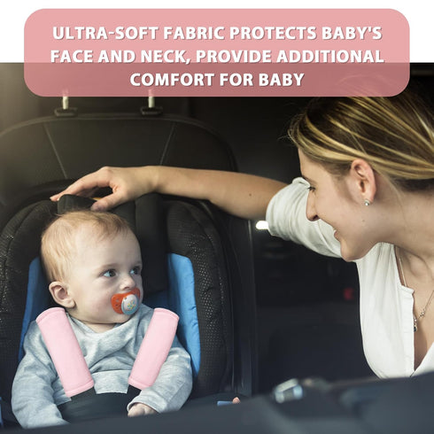 SWESEN Baby Car Seat Belt Covers for Boys and Girls, Carseat Shoulder Padding, Soft Car Seat Neck Cover, Mink Car Seat