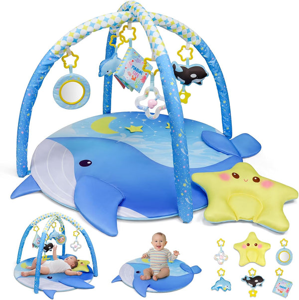 Dr.Rapeti 31x31inch Baby Play Mat, Activity Baby Play Gym with Arch, Playmats