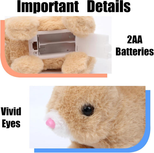 Bunny Stuffed Animal Plush, Interactive Electronic Pet Hopping Bunny Toy, Realistic Stuffed Easter Bunny Rabbit