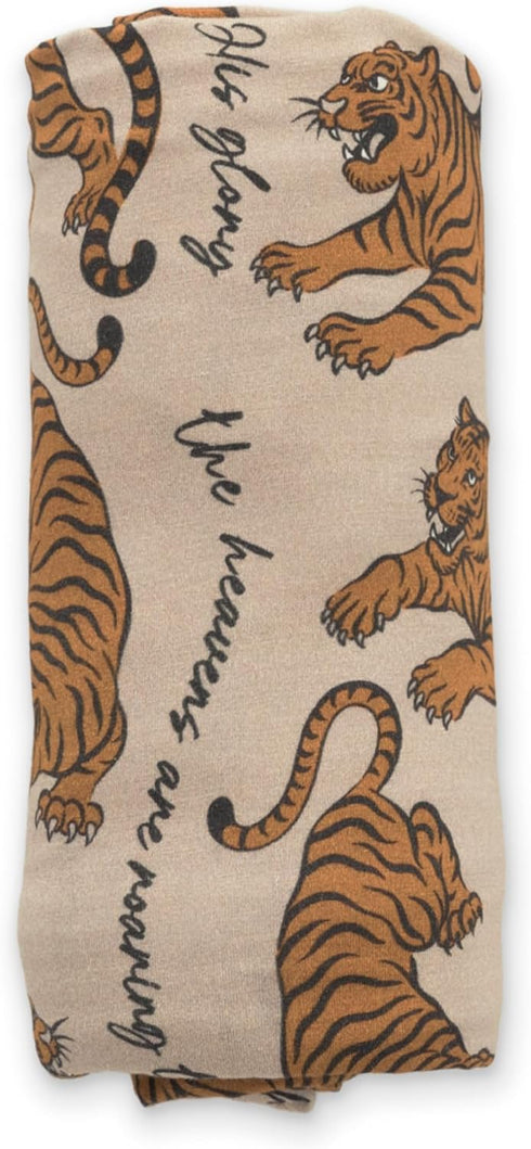 Ellie Sue Roar Stretch Swaddle Blanket Soft Bamboo Blend Baby Swaddle, 47 x 47