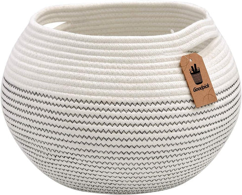 Goodpick Round Cotton Rope Storage Basket for Living Room, Bathroom, Kids' Corner
