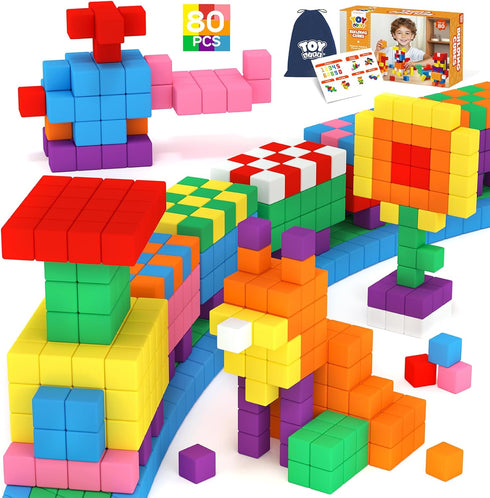 80PCS Magnetic Blocks, Magnetic Building Blocks for Kids Ages 3 4 5