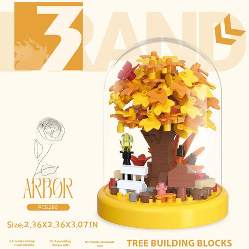 Sacblirr Set Autumn Leaves Tree House Bonsai Tree House Building Toy Flowers Ideas Building Blocks Complete with Dust