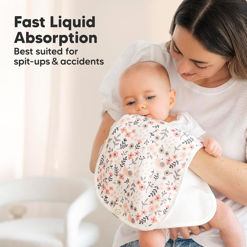 Organic Burp Cloths for Baby Boys and Girls, 5-Pack Super Absorbent Burping Cloths, Soft Plush Newborn Towels