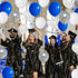 Blue White Silver Balloon Arch Garland Kit, 122pcs Royal Blue White Metallic Silver Balloons for Birthday Engagement