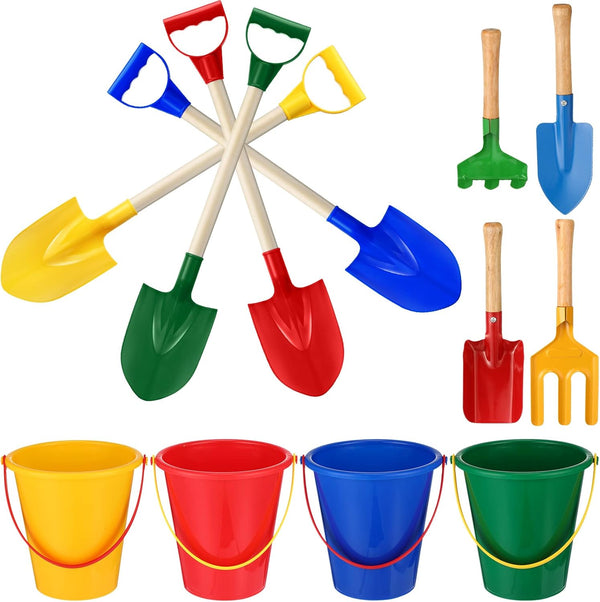 Jexine 12 Pcs Sand Buckets and Shovels for Kids Beach Sand Toys