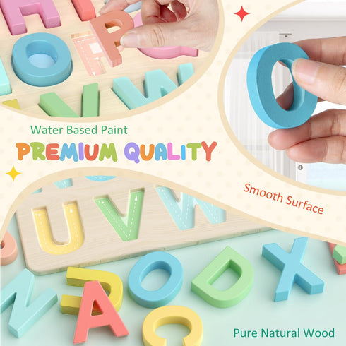 Zeoddler Alphabet Puzzles, ABC Shape Puzzles for Kids, Educational Toys for Toddlers, Preschool Learning Activities