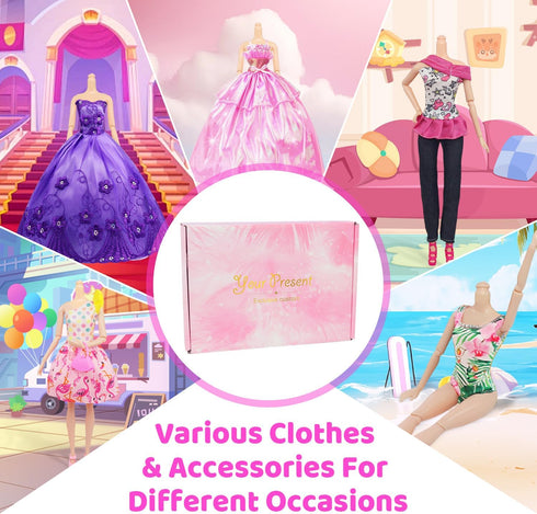 101 Set 11.5 Inch 5 12 2 2 2 10 Ecore Fun Pcs Doll Clothes and Accessories for Dolls - Wedding Gowns Fashion Dresses