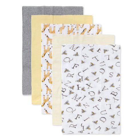 Burt's Bees Baby Unisex Gift Set - Crib Sheet, Changing Pad Cover & Burp Cloths, 100% Organic Cotton