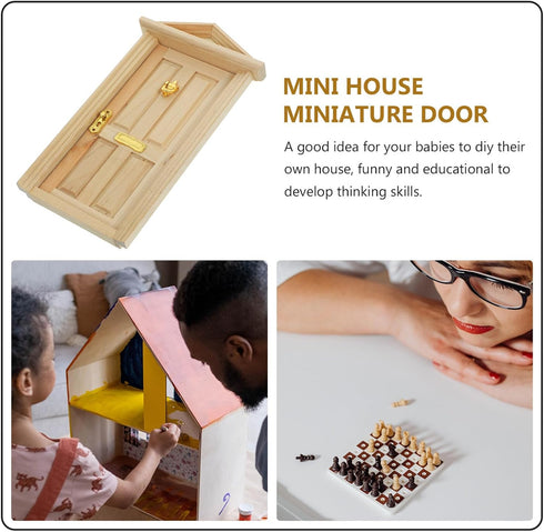 Wooden Dollhouse Door, Mini Wooden Door 1:12 Scale for Dolls DIY Dollhouse Furniture Accessories