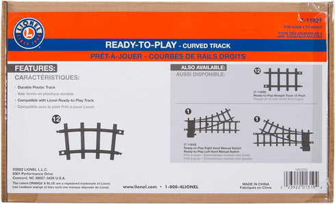 12-Piece Pack 2-Rail 1:24 Sets, 4+ Lionel Ready-to-Play Curved Model Train Track Black Plastic Ready-to-Play Expansion