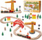 SainSmart Jr. Wooden Train Set for Toddler, 41pcs Wood Train Track w/Crane