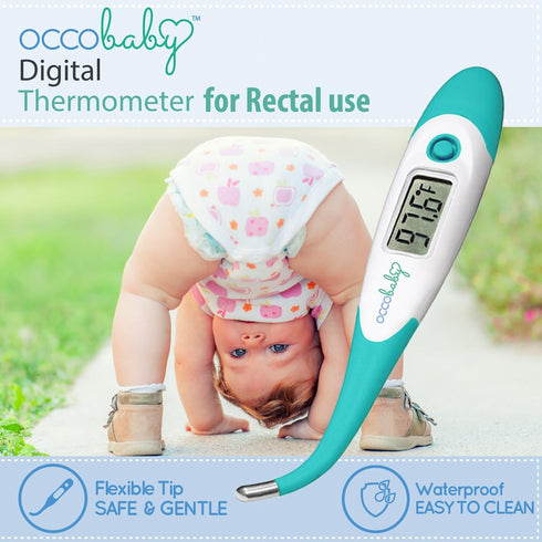 OCCObaby Clinical Digital Baby Thermometer, LCD, Flexible Tip, Quick Accurate Fever Alarm for Infants & Toddlers