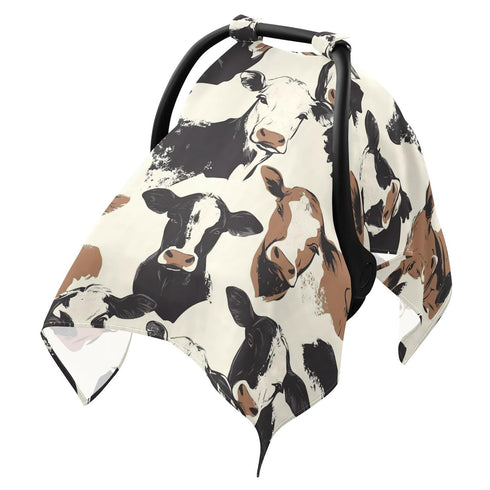 Dalzium Western Cow Print Car Seat Cover Baby, Carseat Canopy Cover for Girl