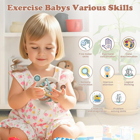0-6 6-12 TYRY.HU Silicone Baby Teething Toys for Babies Months, Multi Purpose High Chair Toys with Suction Cup, Baby