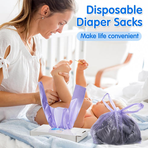 Tenceur 1800 Pcs Baby Disposable Diaper Sacks, Scented Bags with Easy Tie Handle for Baby Travel